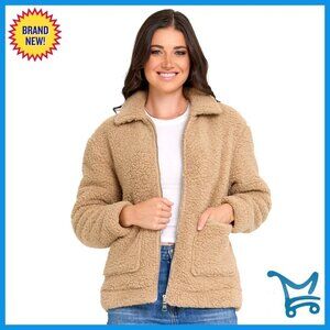 Oversized Sherpa Jacket Faux Fur Winter Coat Women Plus Size XS-3X